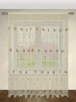 Готовая штора тюль микросетка с рисунком вышивкой 3061SB-5.2701CM бежевый (310х250 см)