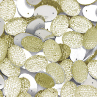 Стразы "зернистые" пришивные Овал 13*18 мм пластик белый