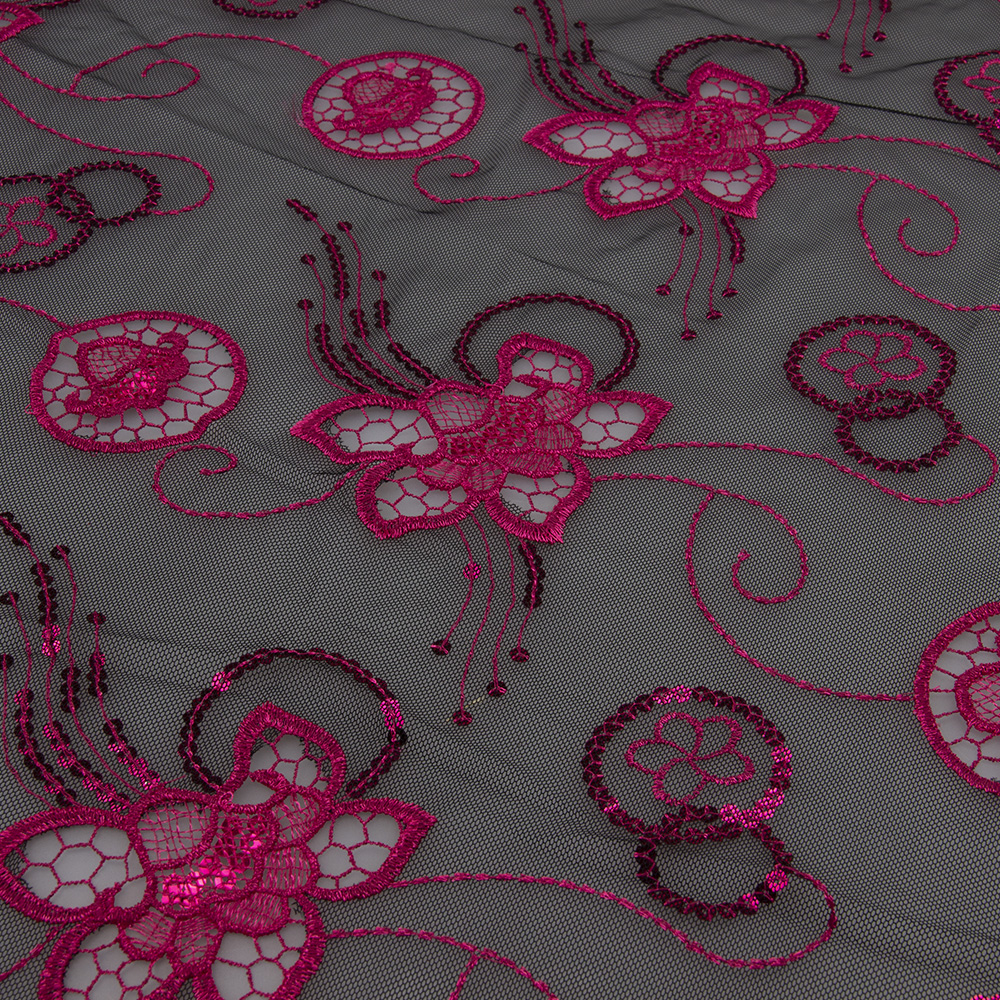 Ткань с пайетками G-579 ярко-розовый