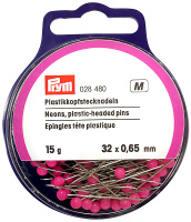 Булавки с пластиковыми розовыми головками 028480 Prym 32х0,6 мм в банке 15 г