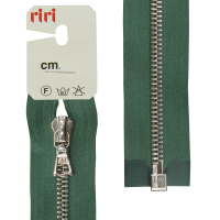 Молния металл Riri, ni, разъёмная 1 замок, на атласной тесьме, 6 мм, 60 см, цвет 5861, зеленый холодный 3551226/60/5861