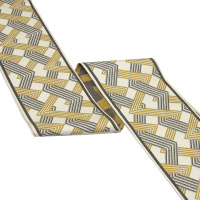 Текстильный бордюр CH9013-3 Mirtex золото/темно-коричневый "Moire" Коллекция №3, ширина 9 см