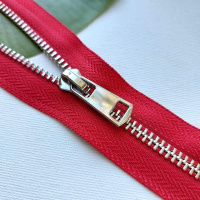 Металлическая молния ТИТАН разъемная 75 см Т5 (ТТ) (1 замок) никель/красный