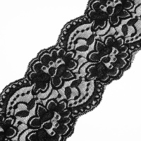 Кружево эластичное 317 черный, 9 см.