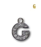 Буква плоская со стразами металлическая G