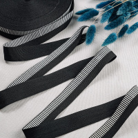 Тесьма репсовая C084-20.05 белый/черный 2,5 см