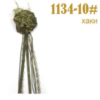 Цветок бархат с пером 10-1134 хаки