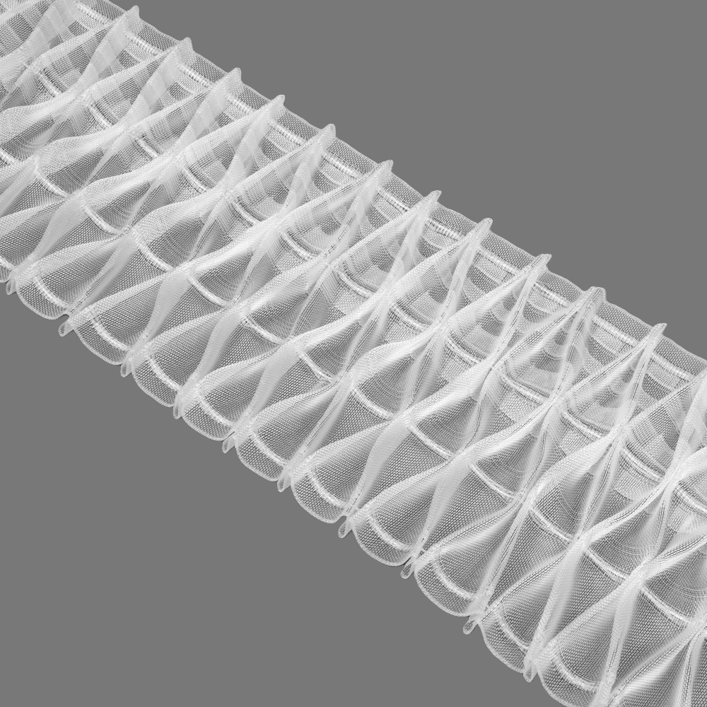 Шторная лента органза "вафелька" Oz-is 4141МP прозрачная, (К=1:2,5, корд-4 шнура) 15 см