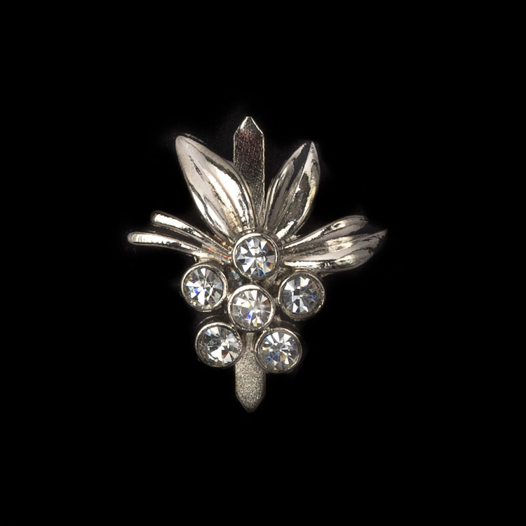 Эмблема-усик со стразами Цветок никель 15723(3148)-UG