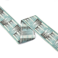 Текстильный бордюр YGH264-4 Mirtex светло-бирюзовый/молочный "Малевич", ширина 6 см