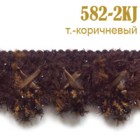 Тесьма вязаная с кожзамом 582-2KJ темно-коричневый