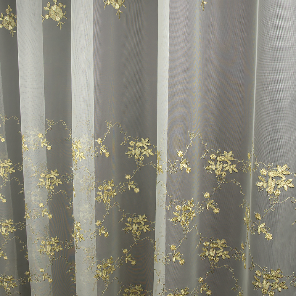 Микросетка с вышивкой 0100GL-4 бежевый на белом высота 290 см (30м±)