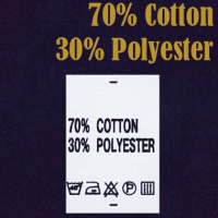 Ярлык на одежду - состав ткани 70% Cotton 30% Polyester (500)