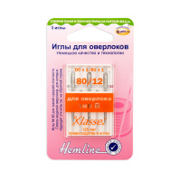 Иглы для бытовых оверлоков № 80 Hemline 107.B с системой игл dc х 1, 81 х 1, 6120 (5 блистер х 3 шт)