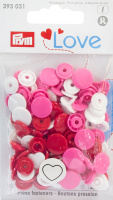 Кнопки Prym Love "Color Snaps" 393031 сердце белое, красное, розовое