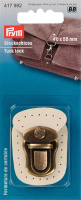 Портфельный замок для пришивания 417982 Prym 40х55 мм бежевая кожа и состаренная латунь