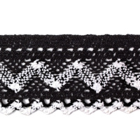 Кружево вязанное HF0077 черный/белый, 4.5 см
