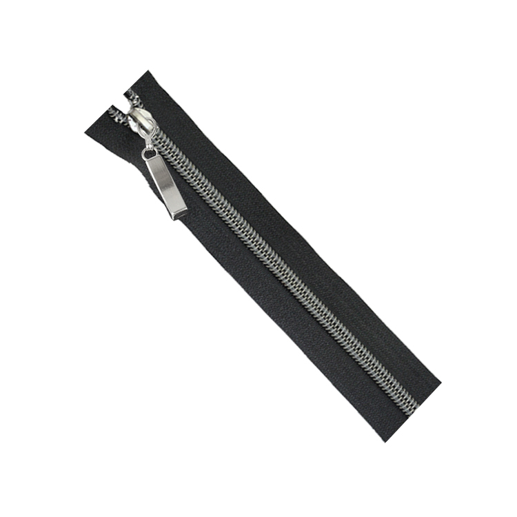 Молния спиральная декоративная разъемная 1-замок (пуллер прямой) 75 см Т5 серый/черный