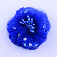 Цветок со стразами 12 синий 603