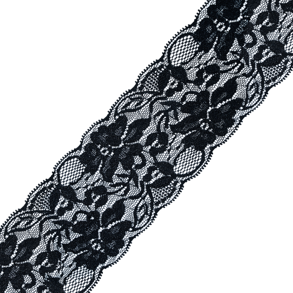 Кружево эластичное 5809 черный, 8 см.