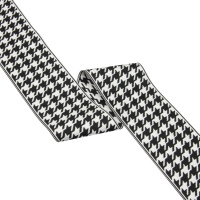 Текстильный бордюр QNG8001-3 Mirtex черный/белый "Гусиные лапки" Коллекция №3, ширина 7,2 см