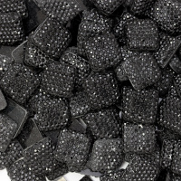 Стразы "зернистые" пришивные Квадрат 14*14 мм пластик черный