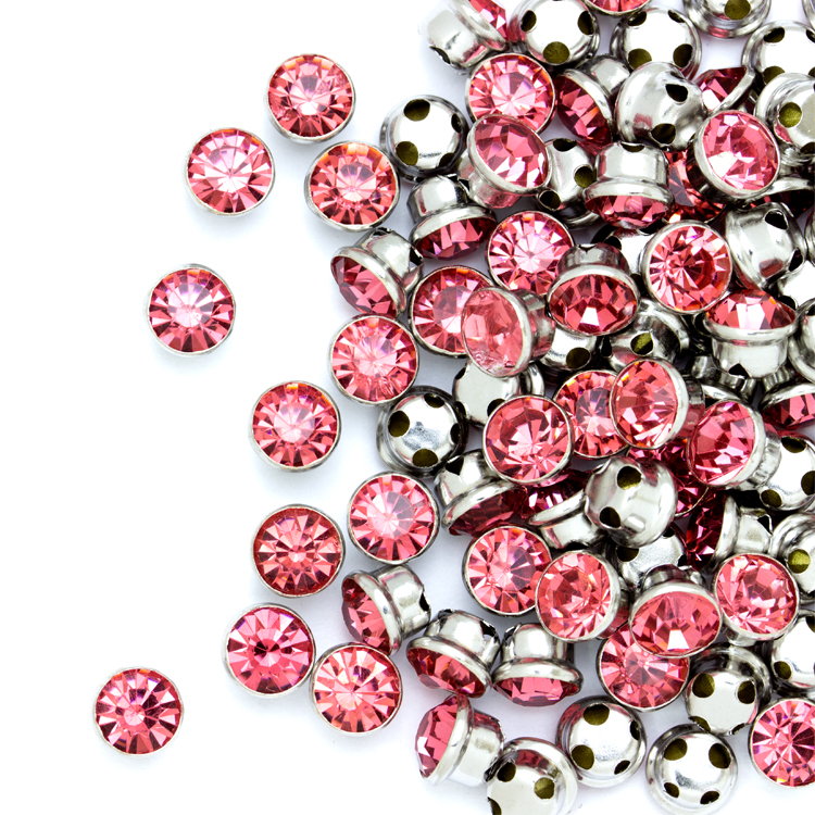 Круглые пришивные стразы в металлической оправе