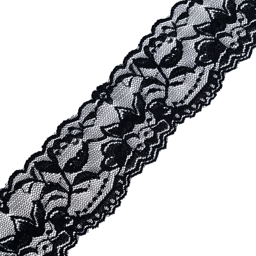 Кружево эластичное 2031 черный, 6 см.
