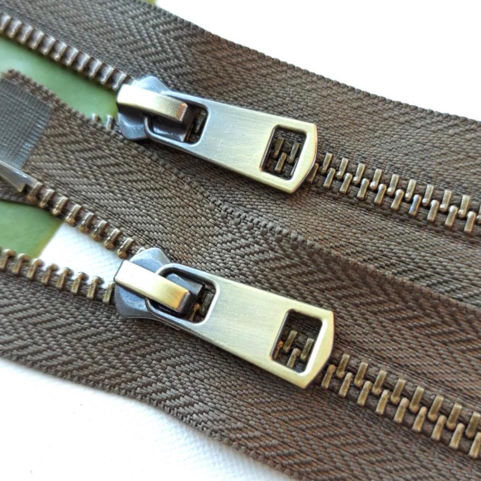 Металлическая молния ТИТАН разъемная 95 см Т5 (ТТ) (2 замка) антик/хаки