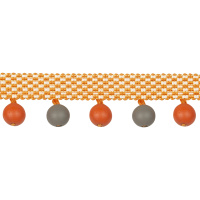 Бахрома с деревянными шариками MZ-7 оранжевый/серо-бежевый (3,4см/d1,5см)