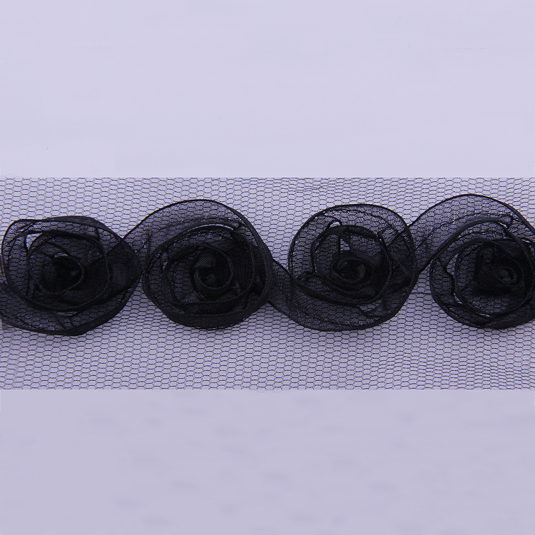 Тесьма объемная 1744 черный Шир:5см