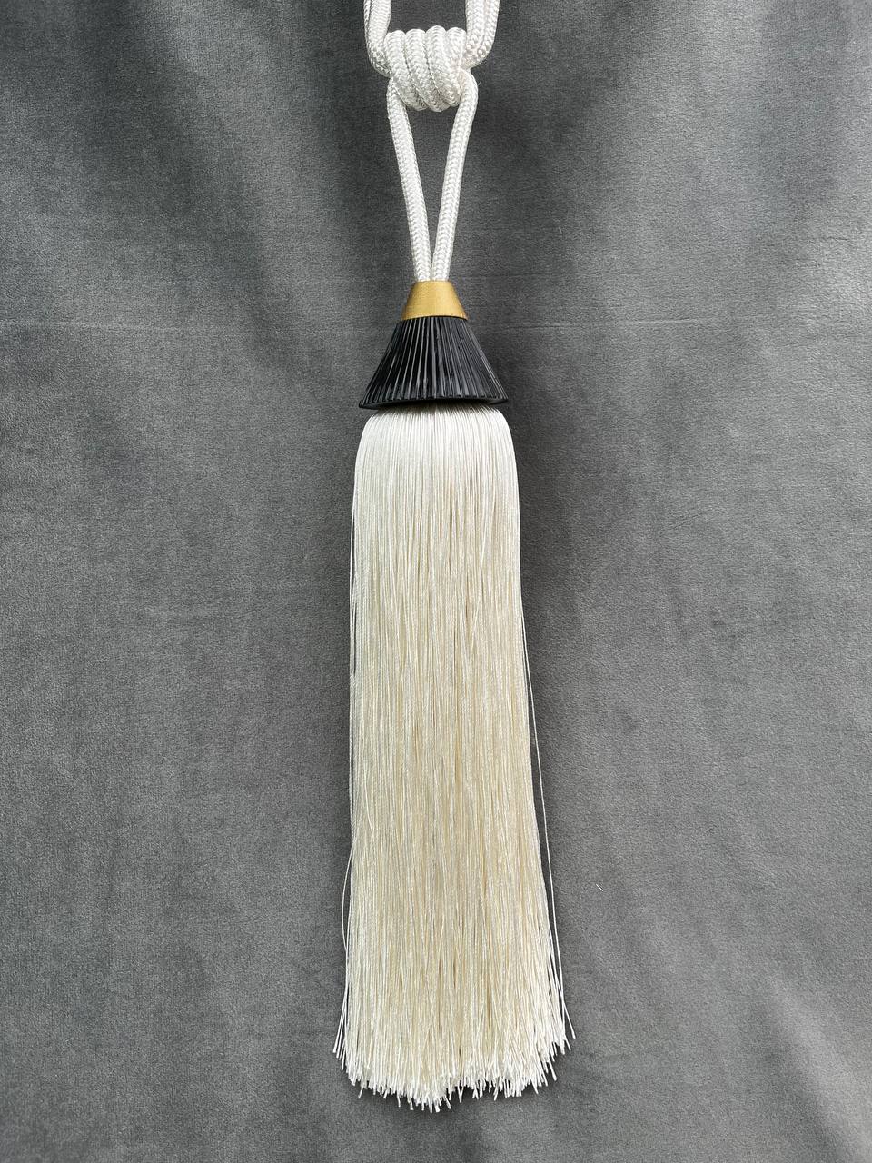 Кисть подхват для штор SP8 - IVORY Mirtex молочный/черный/матовое золото (L76/30см)