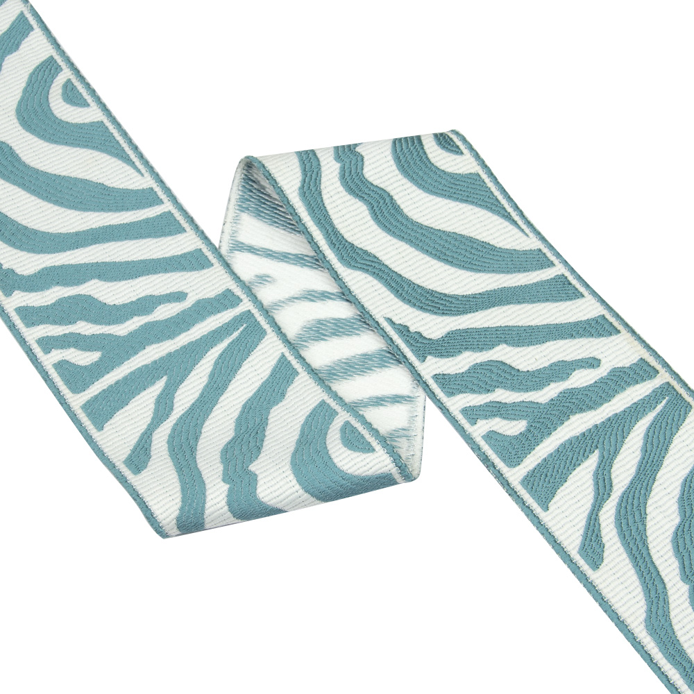 Текстильный бордюр YY8006-3 пыльно-бирюзовый Mirtex "Зебра" Коллекция №3, ширина 6,8 см
