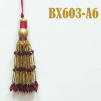 Кисть для штор с бисером и стеклярусом 6A-BX603 бордо/золото