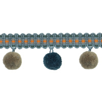 Бахрома пушистые шарики XMQ-1 темная морская волна/темно-бежевый (BLUE) (4,7 см/d2.5 см)