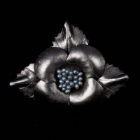 Цветок из кожзама HE1235-4 темно-серый