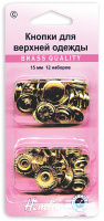 Кнопки для верхней одежды 15 мм Hemline 405R.G золото (1 блистер)
