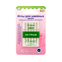 Иглы для бытовых швейных машин микротекс № 60 Hemline 105.60 (5 блистер х 5 шт)