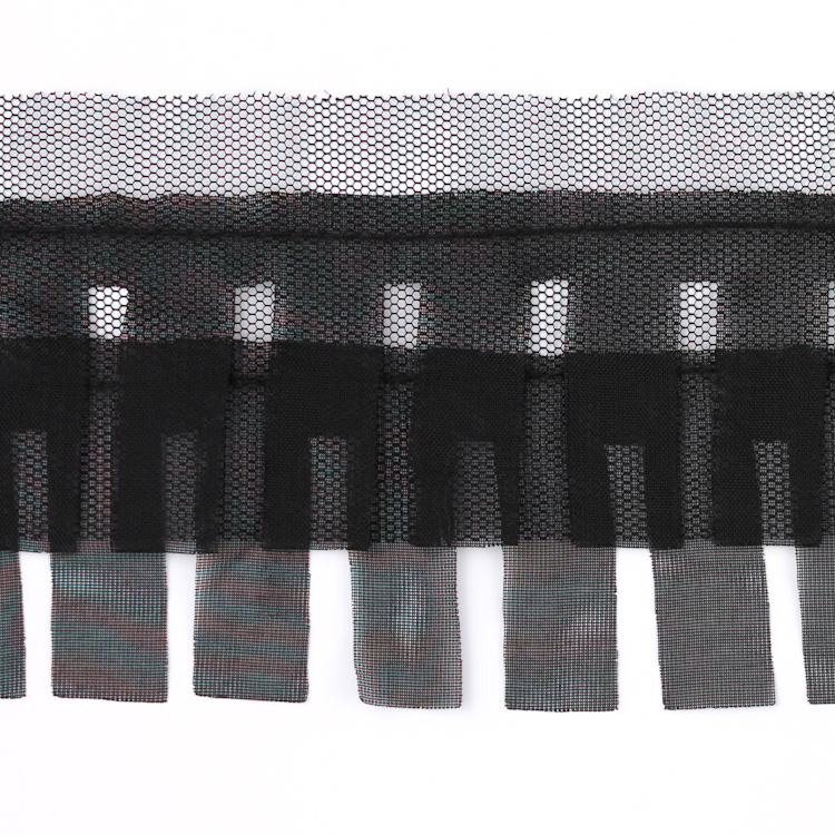 Тесьма объемная шифон 50-2010HT черный Шир:8,5см