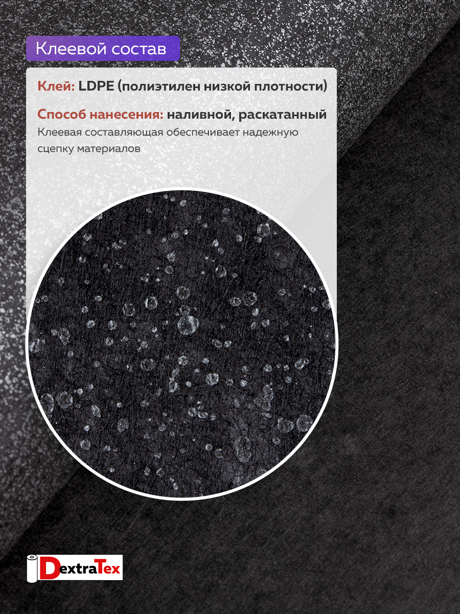 Флизелин клеевой (сплошной) 1065 HF DextraTex (80 г/кв. м) черный 100 см