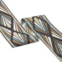 Текстильный бордюр EQ9018-2 Mirtex микс коричневый/бирюзовый "Montley" Коллекция №3, 8,5 см см
