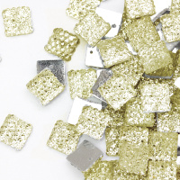 Стразы "зернистые" пришивные Квадрат 10*10 мм  пластик белый