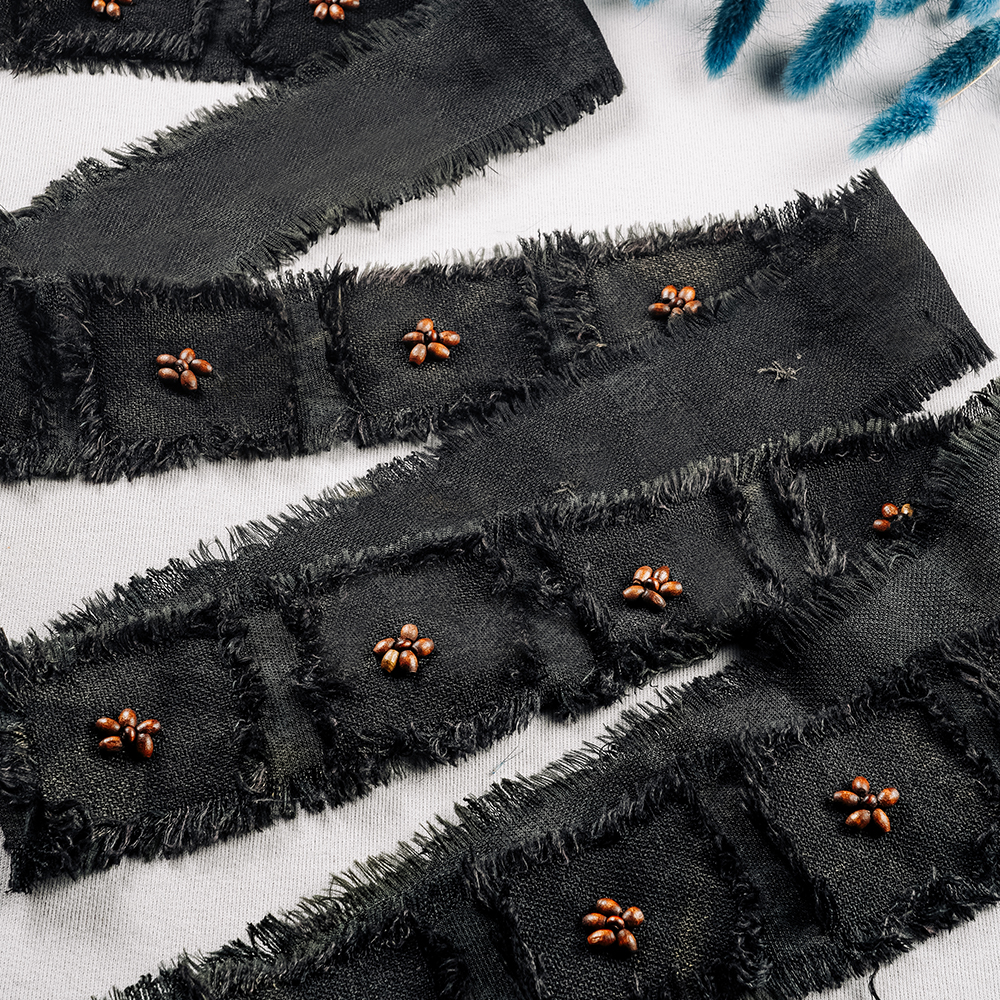 Тесьма декоративная с бусами Premium 3612RS черный