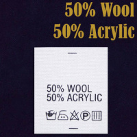 Ярлык на одежду - состав ткани 50% Wool 50% Acrylic (500)