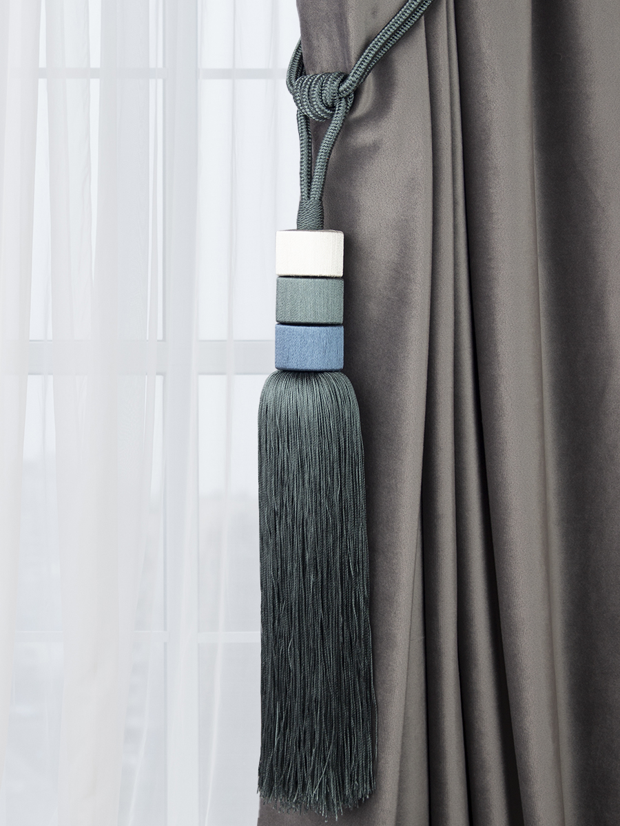 Кисть подхват для штор ТР2299 G17 MirTex утиное яйцо/пыльно-синий/молочный (D.EGG) (L78/33см)