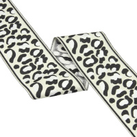 Текстильный бордюр YY9030-2 Mirtex черный/молочный "Леопард" Коллекция №3, ширина 7 см