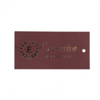 Ярлык этикетка картонная на одежду "Exclusive collection" золото/бордо