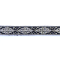 Тесьма отделочная жаккард DL20 серебро/черный 14 мм