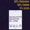 Ярлык на одежду - состав ткани 50% Polyester 45%Cotton 5%Lycra (500)