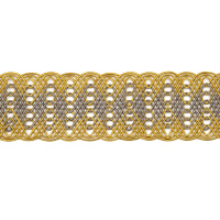 Текстильный бордюр VR01-Y3 Mirtex пыльное золото/серо-бежевый  "Abstract Wave" (4,5 см)